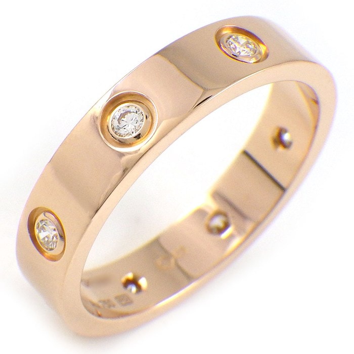 カルティエ Cartier リング ラブ スモールモデル SM B4050853 8ポイント ダイヤモンド 計0.19ct K18PG 12.5号 / #53 【箱・保付き】 【中古】