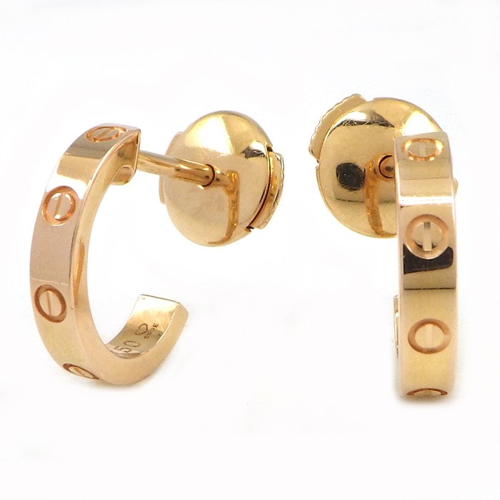 カルティエ Cartier ピアス ラブ スモールモデル SM B8029000 フープ K18PG 【箱・保付き】 【中古】