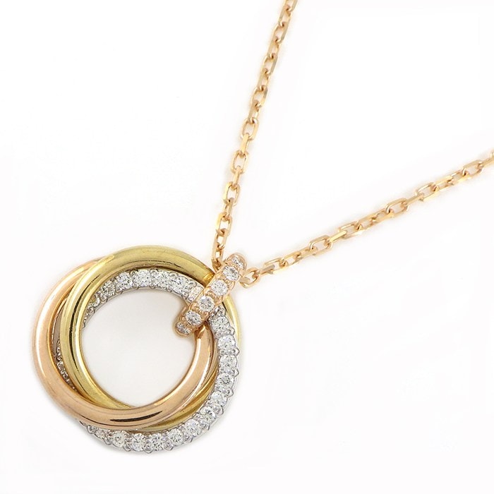 カルティエ Cartier ネックレス トリニティ スモール セミパヴェ ダイヤモンド K18PG 【箱・保付き】 【中古】