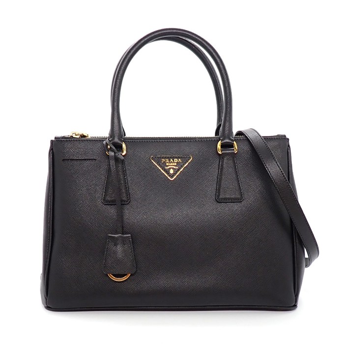 プラダ PRADA ハンドバッグ/ショルダーバッグ ガレリア ミディアム BN1801 ブラック サフィアーノルクスレザー ゴールド金具 【中古】