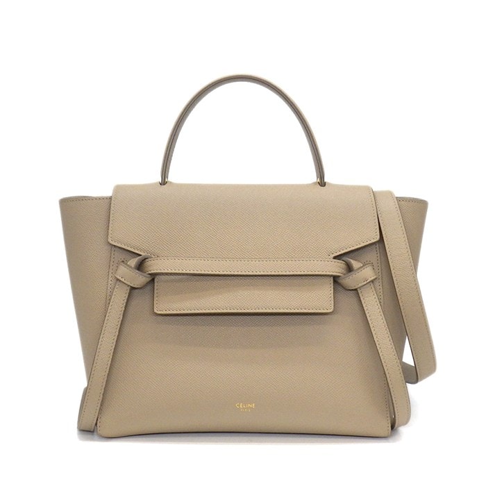 セリーヌ CELINE ハンドバッグ/ショルダーバッグ ベルトバッグ マイクロ 189153ZVA.18LT ライトトープ カーフスキン ゴールド金具 【中古】