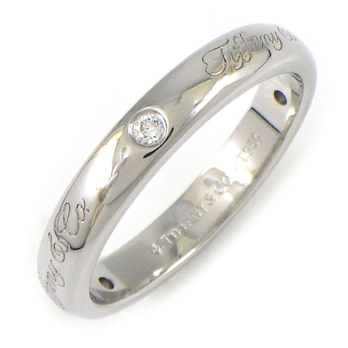 ティファニー Tiffany & Co. リング ノーツ ルシダ ロゴ 3ポイント ダイヤモンド PT950 7.5号 【中古】