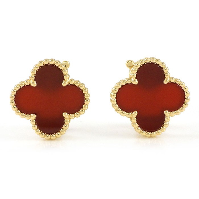 ヴァンクリーフ＆アーペル Van Cleef & Arpels ピアス ヴィンテージ アルハンブラ VCARD40400 カーネリアン K18YG 【中古】