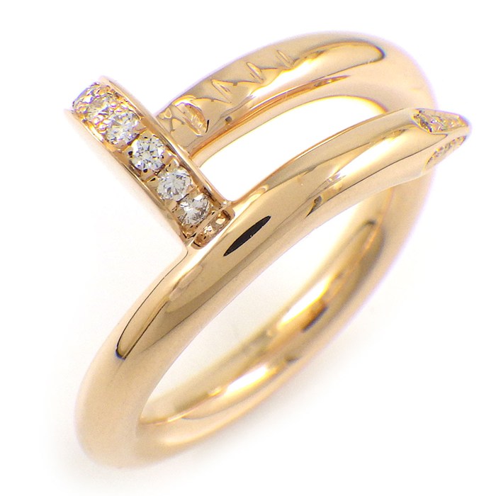カルティエ Cartier リング ジュストアンクル クラシック B4094849 釘モチーフ 22ポイント ダイヤモンド 計0.13ct K18PG 9号 / #49 【中古】