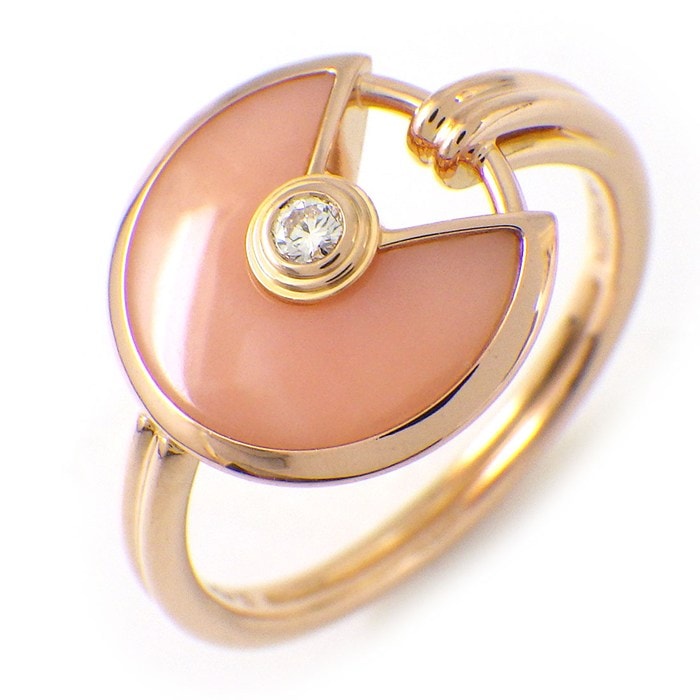  カルティエ Cartier リング アミュレット ラウンド サークル ピンク オパール 1ポイント ダイヤモンド K18PG 9.5号 / #50 【中古】