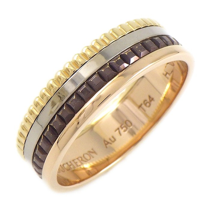 ブシュロン BOUCHERON リング キャトル クラシック スモール JRG00290 K18PG K18WG K18YG ブラウン PVD 23号 / #64 【箱・保付き】 【中古】