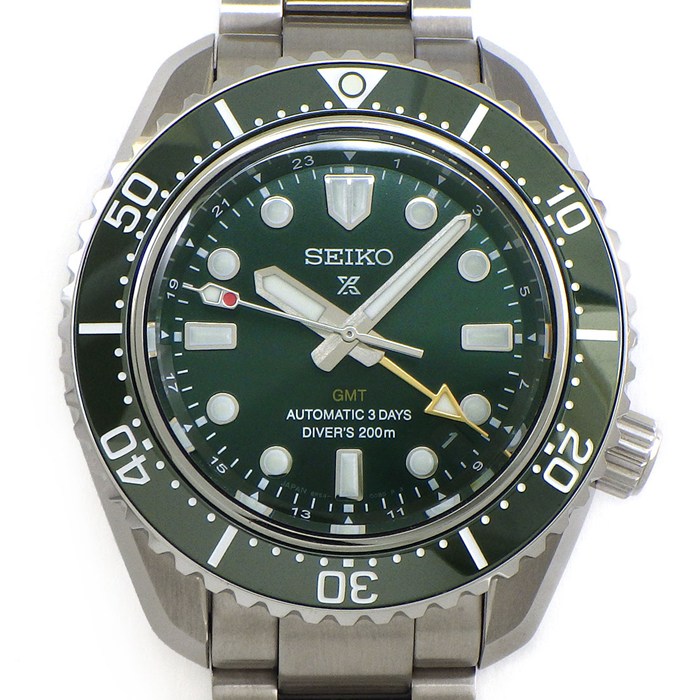 セイコー SEIKO 腕時計 プロスペックス ダイバー スキューバ SBEJ009/6R54-00D0 ダイバーズ 1968 ヘリテージ GMT デイト 回転ベゼル 夜光インデックス 夜光針 グリーン文字盤 SS 自動巻き 【箱・保付き】 【中古】
