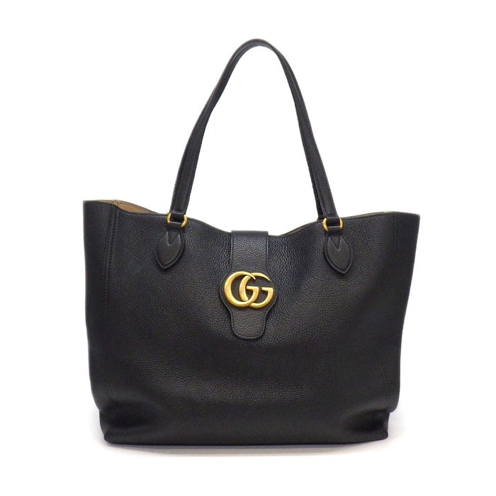 グッチ GUCCI トートバッグ GGマーモント ダリア 779826 A7M0T 1000 ブラック レザー ゴールド金具 【中古】