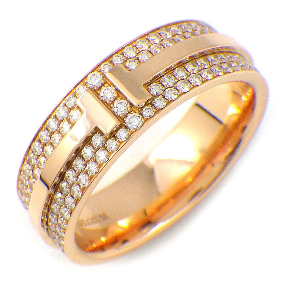 ティファニー Tiffany & Co. リング Tトゥー ワイド パヴェ ダイヤモンド K18PG 11.5号 【中古】