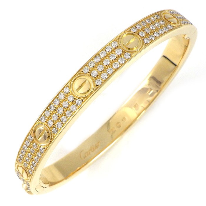 カルティエ Cartier ブレスレット ラブ クラシック N6726917 パヴェ 165ポイント ダイヤモンド 計3.07ct K18YG / #16 【中古】