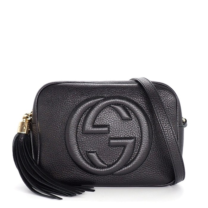 グッチ GUCCI ショルダーバッグ インターロッキングG ソーホー  ディスコバッグ 308364 A7M0G 1000 ブラック カーフレザー  【中古】