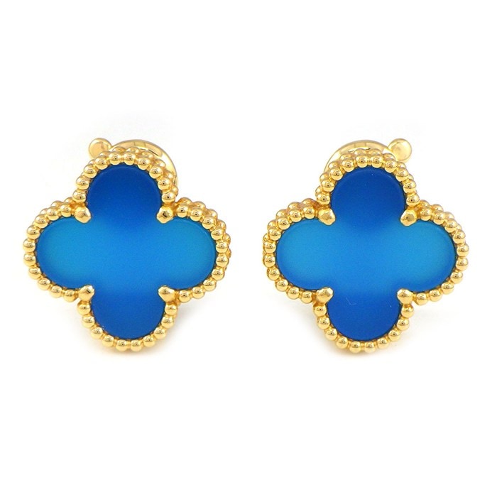 ヴァンクリーフ＆アーペル Van Cleef & Arpels ピアス ヴィンテージアルハンブラ VCARP9SZ00 ブルー アゲート K18YG 【箱・保付き】 【中古】