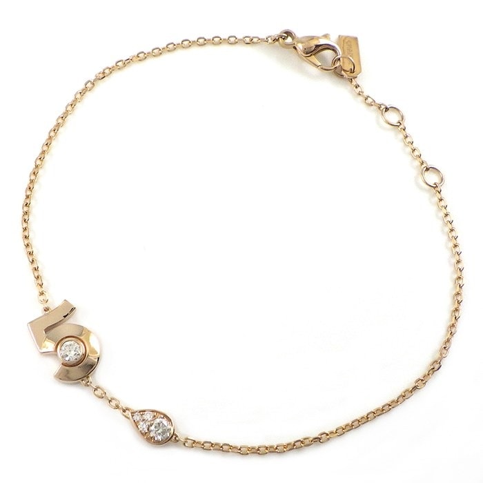 シャネル CHANEL ブレスレット エクストレ ドゥ シャネル No.5 J12428 ドロップモチーフ 5ポイント ダイヤモンド 計0.16ct K18PG 【中古】