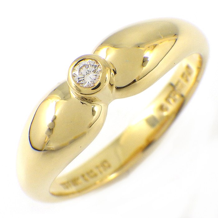 ティファニー Tiffany & Co. リング ダブルティアドロップ 1ポイント ダイヤモンド K18YG 12.5号 【中古】