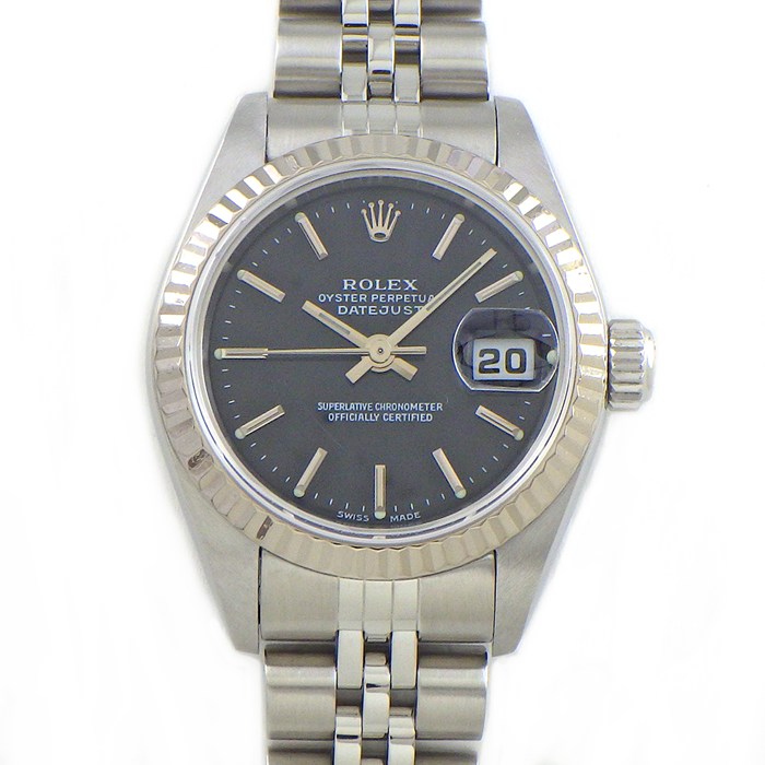 ロレックス Rolex 腕時計 デイトジャスト 79174 Y番 2002年製 デイト 夜光インデックス 夜光針 ブラック文字盤 K18WG SS 自動巻き 【箱・保付き】 【中古】