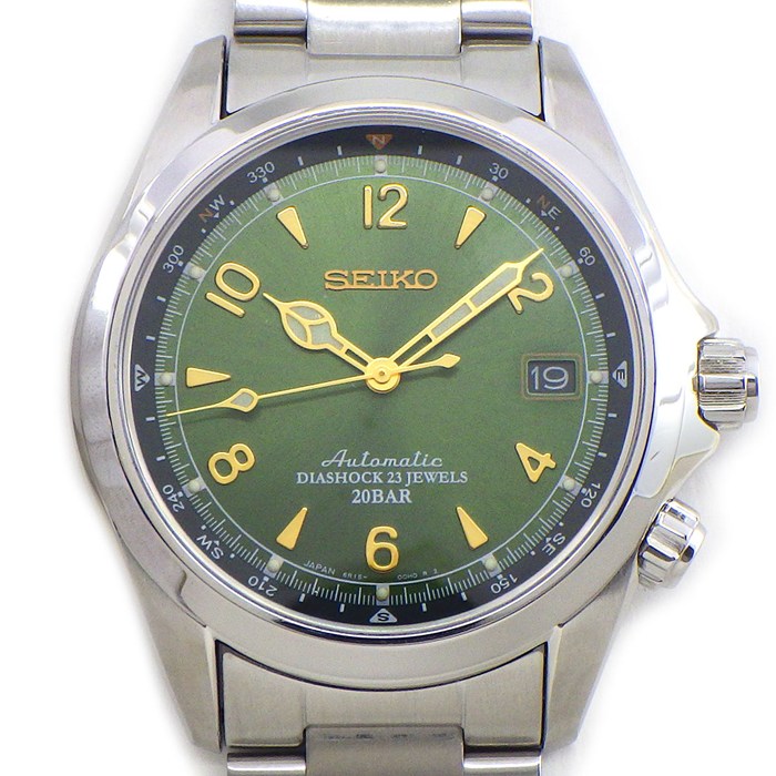 セイコー SEIKO 腕時計 メカニカル アルピニスト SARB017/6R15-00E0 グリーン文字盤 デイト 夜光針/インデックス SS 自動巻き 【中古】