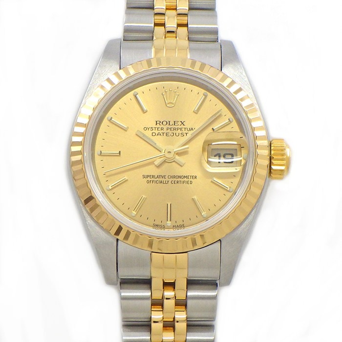 ロレックス Rolex 腕時計 デイトジャスト 79173 K番 2001年製 サンレイ シャンパンカラー文字盤 デイト 夜光インデックス 夜光針 K18YG SS 自動巻き 【中古】