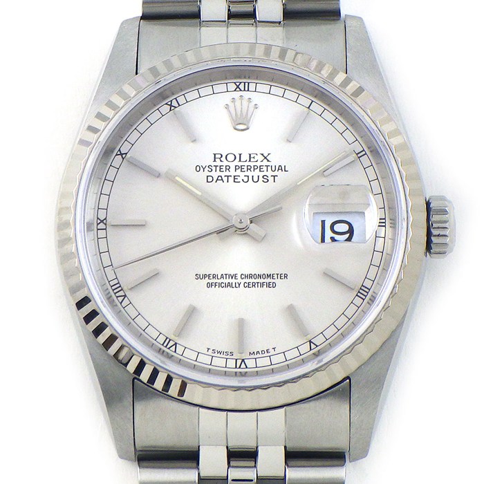ロレックス Rolex 腕時計 デイトジャスト 16234 U番 1999年製 シルバー文字盤 デイト K18WG SS 自動巻き 【箱・保付き】 【中古】