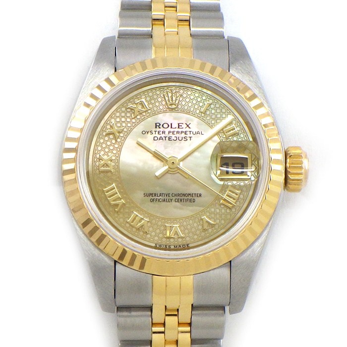 ロレックス Rolex 腕時計 デイトジャスト 79173NRD K番 2001年製 イエローシェル文字盤 ローマンインデックス デイト K18YG SS 自動巻き 【中古】