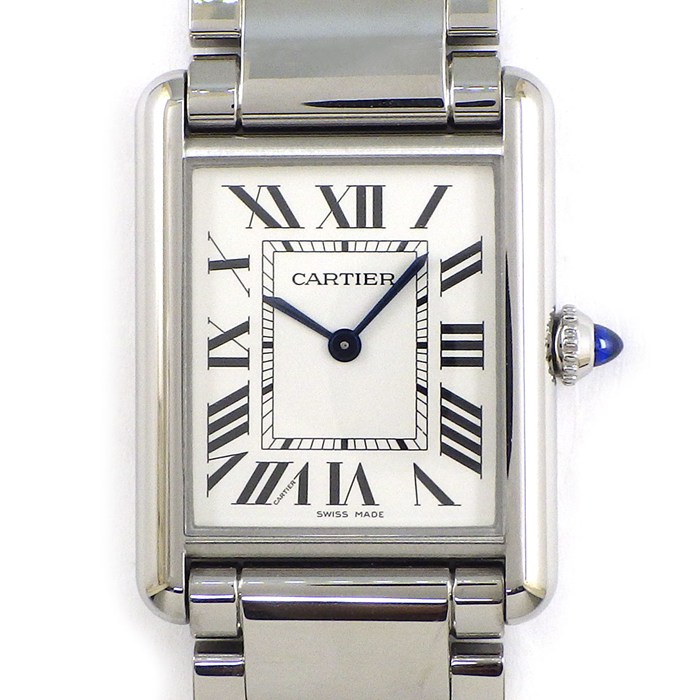 カルティエ Cartier 腕時計 タンク マスト LM WSTA0052 レクタンギュラー シルバー文字盤 ローマンインデックス SS クオーツアナログ 【箱・保付き】 【中古】