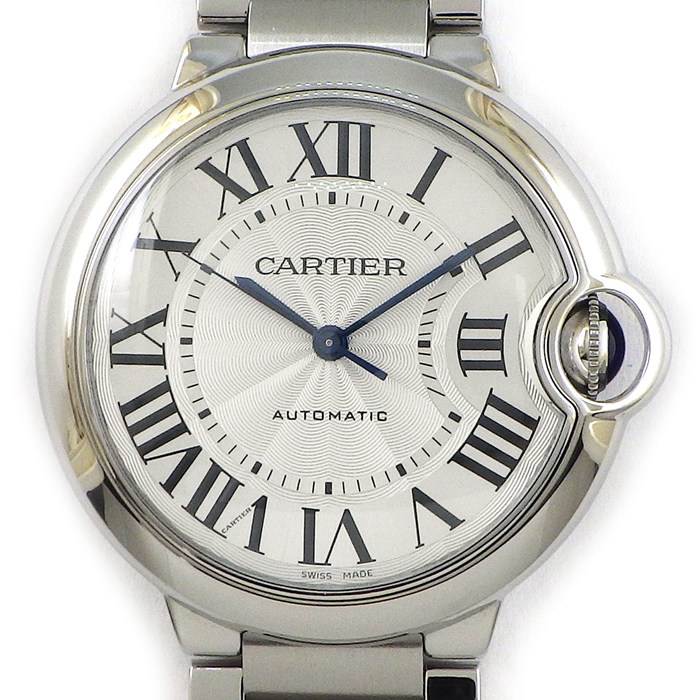 カルティエ Cartier 腕時計 バロンブルー MM W6920046 シルバーギョーシェ文字盤 ローマンインデックス SS 自動巻き 【中古】