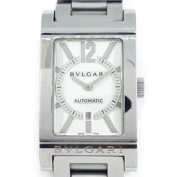 ブルガリ BVLGARI 腕時計 レッタンゴロ RT45S レクタンギュラー シルバー文字盤 デイト SS 自動巻き 【中古】