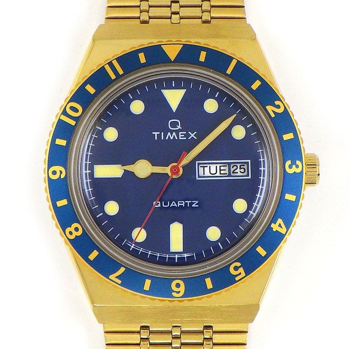 タイメックス Timex 腕時計 タイメックス キュー Q TW2U62000 ネイビー文字盤 デイデイト 回転ベゼル SS クオーツアナログ 【中古】