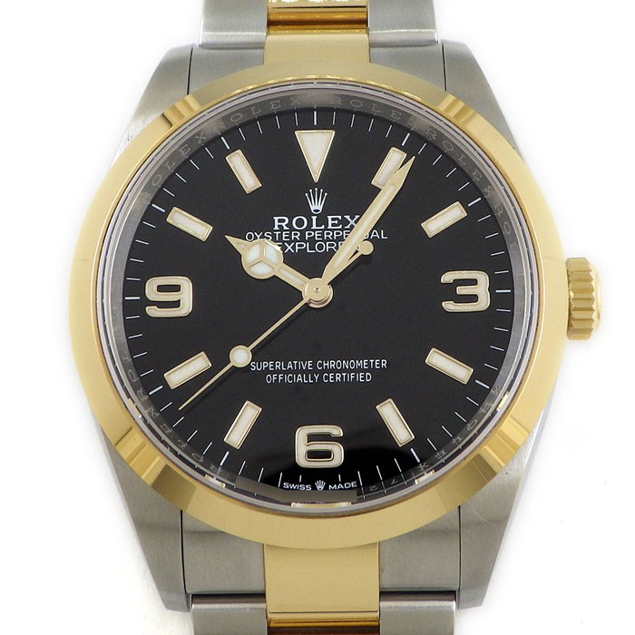 ロレックス Rolex 腕時計 エクスプローラー 36 124273 ルーレット刻印 ランダムシリアル ブラック文字盤  K18YG SS 自動巻き 【箱・保付き】 【中古】