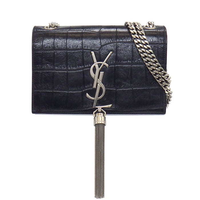 サンローラン SAINT LAURENT ショルダーバッグ ケイト タッセル ミニ 354120 ブラック クロコダイルエンボスレザー 【中古】