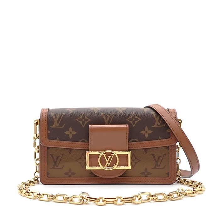 ルイ・ヴィトン LOUIS VUITTON ショルダーバッグ ドーフィーヌ EW M46757 ブラウン モノグラム リバース キャンバス ゴールド金具 【中古】