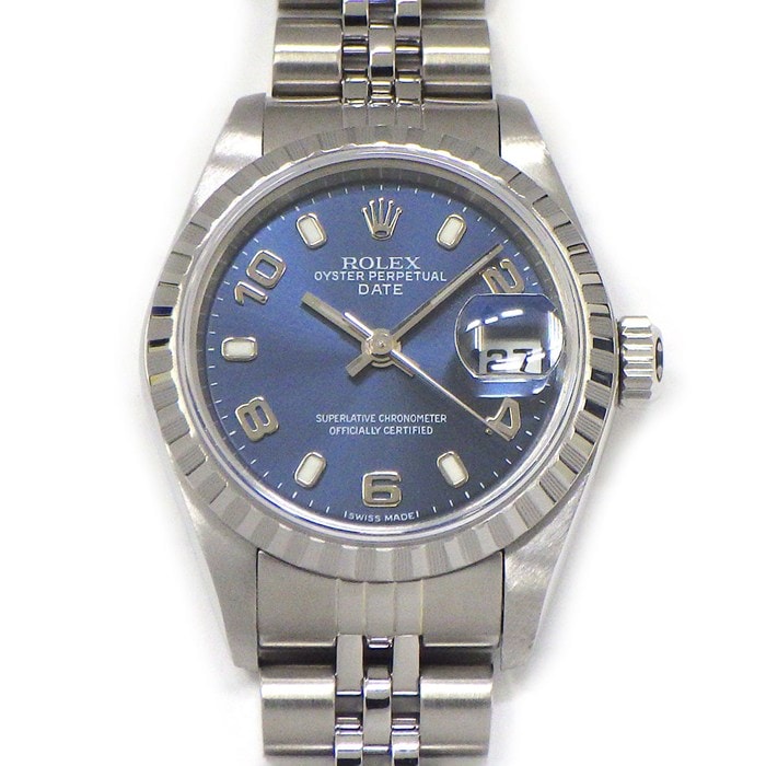 ロレックス Rolex 腕時計 オイスターパーペチュアル 79240 K番 2001年製 サンレイ ブルー文字盤 デイト 夜光針/インデックス K18WG SS 自動巻き 【箱・保付き】 【中古】