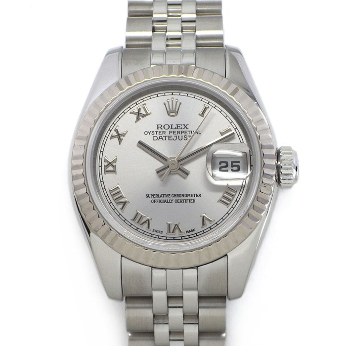 ロレックス Rolex 腕時計 デイトジャスト 179174 D番 2005年製 サンレイ シルバー文字盤 K18WG SS 自動巻き 【中古】