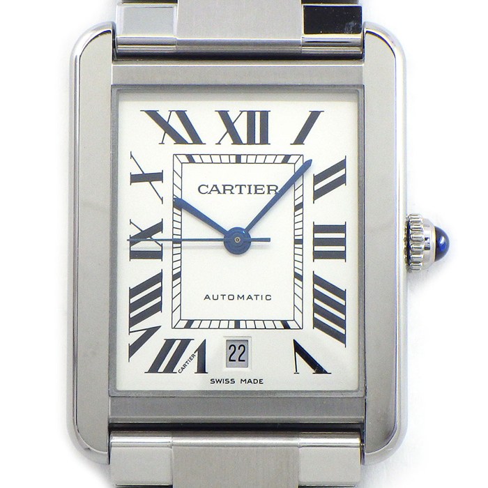 カルティエ Cartier 腕時計 タンク ソロ XL W5200028 レクタンギュラー シルバー文字盤 ローマンインデックス デイト SS 自動巻き 【中古】