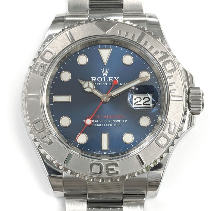ロレックス Rolex 腕時計 ヨットマスター 40 126622 ルーレット刻印 ランダムシリアル デイト 回転ベゼル 夜光インデックス 夜光針 サンレイ ブライトブルー文字盤 PT950 SS 自動巻き 【中古】