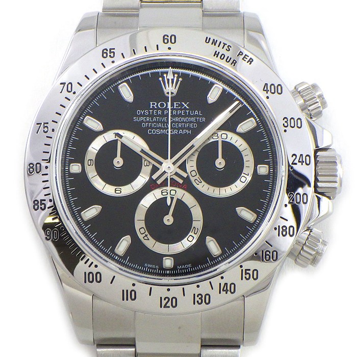 ロレックス Rolex 腕時計 デイトナ 116520 ルーレット刻印 ブラック文字盤 クロノグラフ タキメーター 夜光針/インデックス スモールセコンド SS 自動巻き 【箱・保付き】 【中古】