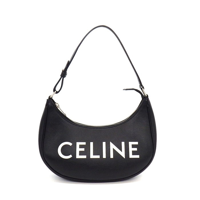 セリーヌ CELINE ショルダーバッグ ミディアム アヴァ 193953DEE ブラック ホワイト レザー シルバー金具 【中古】