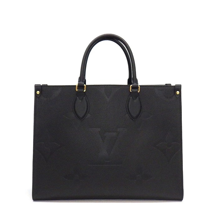 ルイ・ヴィトン LOUIS VUITTON トートバッグ オンザゴー MM M45595 ブラック モノグラムアンプラントレザー ゴールド金具 【中古】