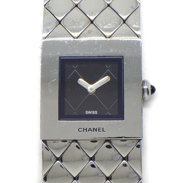 シャネル CHANEL 腕時計 マトラッセ H0009 スクエア ブラック文字盤 SS クオーツアナログ 【中古】