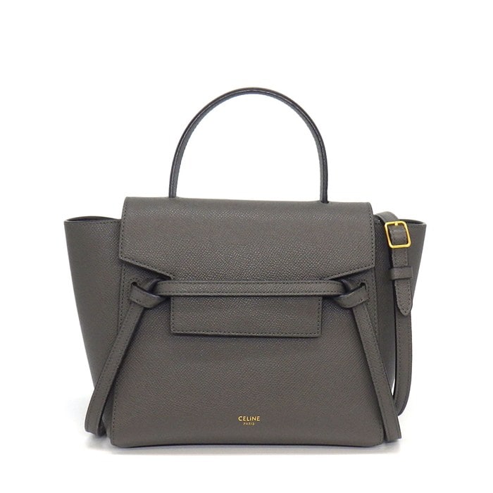 セリーヌ CELINE ハンドバッグ/ショルダーバッグ ベルトバッグ ナノ 189003ZVA.10DC グレー カーフスキン ゴールド金具 【中古】