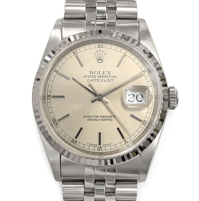 ロレックス Rolex 腕時計 デイトジャスト 16234 T番 1996年製 サンレイ シルバー文字盤 K18WG SS 自動巻き 【箱・保付き】 【中古】