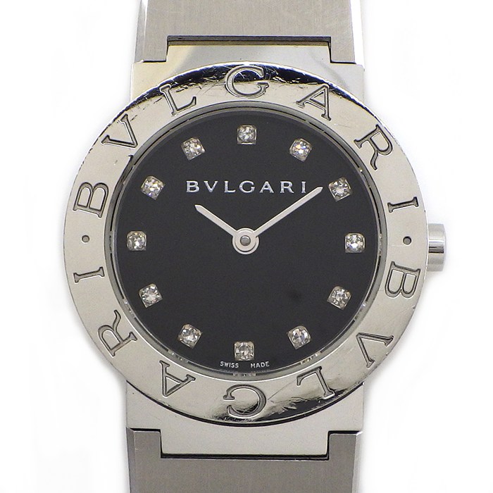 ブルガリ BVLGARI 腕時計 ブルガリブルガリ BB26SS 12ポイント ダイヤモンドインデックス ロゴベゼル ブラック文字盤 SS クオーツアナログ 【中古】