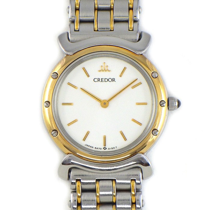 クレドール CREDOR 腕時計 5A70-0040 シルバー文字盤 K18YG SS クオーツアナログ 【中古】