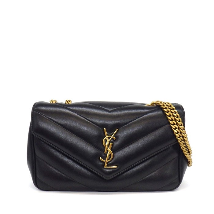 サンローラン SAINT LAURENT ショルダーバッグ ルル スモール 801437 AAEAX 1000 ブラック マテラッセラムスキン ゴールド金具 【中古】