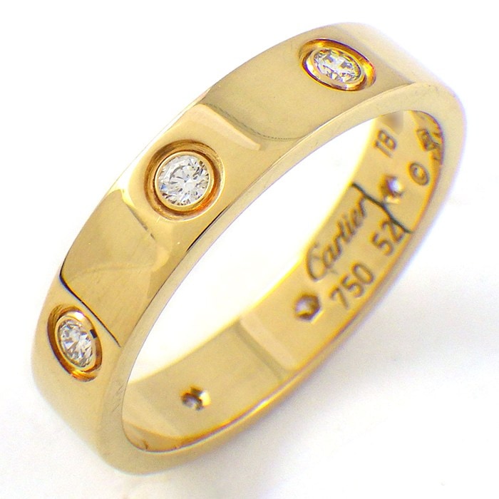 カルティエ Cartier リング ラブ スモールモデル SM B4056252 フル 8ポイント ダイヤモンド 0.19ct K18YG 12号 / #52 【中古】