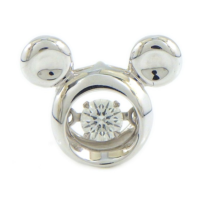 【ダイヤモンド】 ペンダントトップ Disney ミッキーマウス ムービング ダイヤモンド 0.14ct K18WG 【中古】