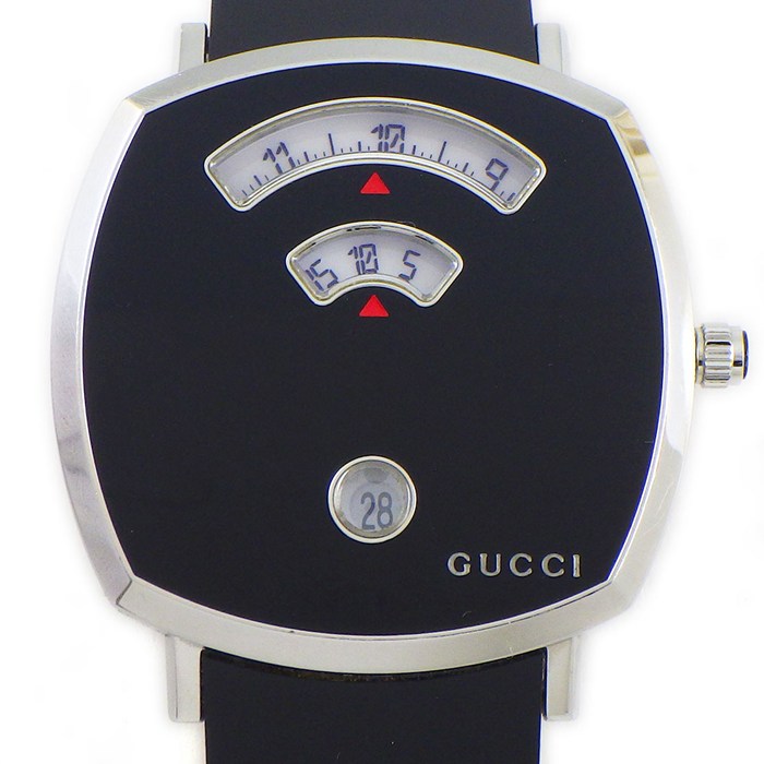 グッチ GUCCI 腕時計 グリップ 157.3/YA157435 デイト ホワイト文字盤 ブラックPVD SS クオーツアナログ 【箱・保付き】 【中古】