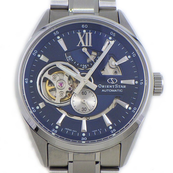 オリエントスター ORIENT STAR 腕時計 コンテンポラリー モダンスケルトン RK-AV0004L/F6F4-UAB0 夜光インデックス スモールセコンド 夜光針 パワーリザーブ表示 ネイビー スケルトン文字盤 SS 自動巻き 【箱・保付き】 【中古】