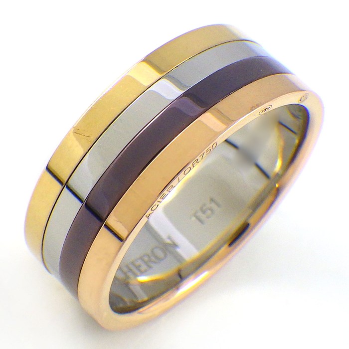 ブシュロン BOUCHERON リング マ プルミエール キャトル K18YG K18PG SS ブラウンPVD 10.5号 / #51 【中古】