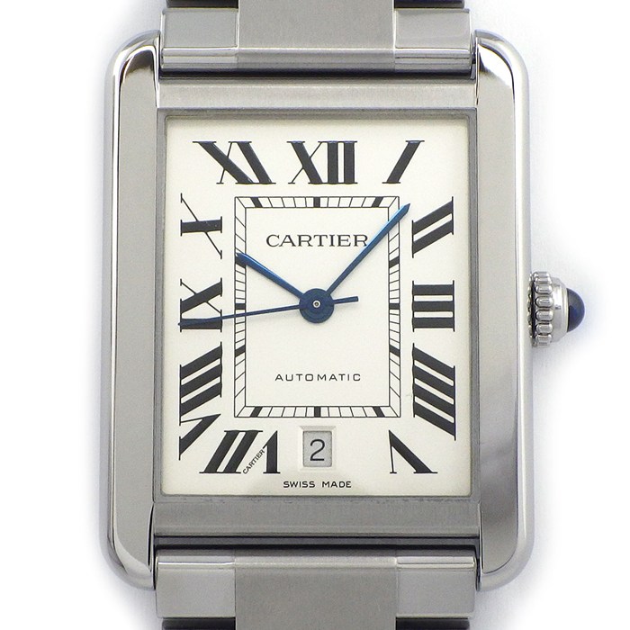 カルティエ Cartier 腕時計 タンク ソロ XL W5200028 レクタンギュラー シルバー文字盤 ローマンインデックス デイト SS 自動巻き 【中古】