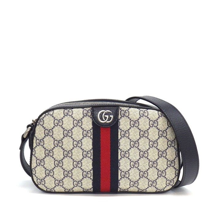 グッチ GUCCI ショルダーバッグ オフィディア クロスボディバッグ 681064 ベージュ ブルー GGスプリームキャンバス レザー 【中古】